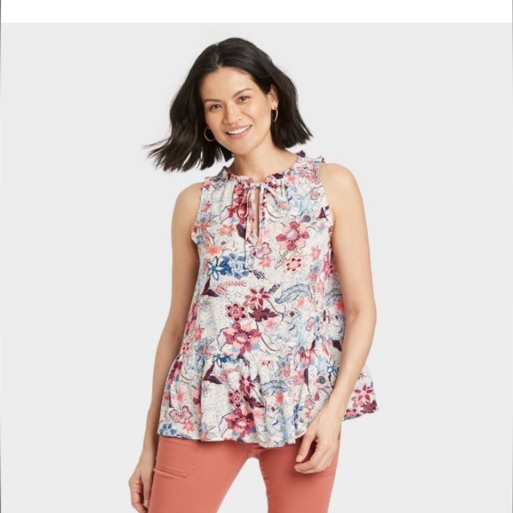 A New Day Floral Blouse - Pink and Blue